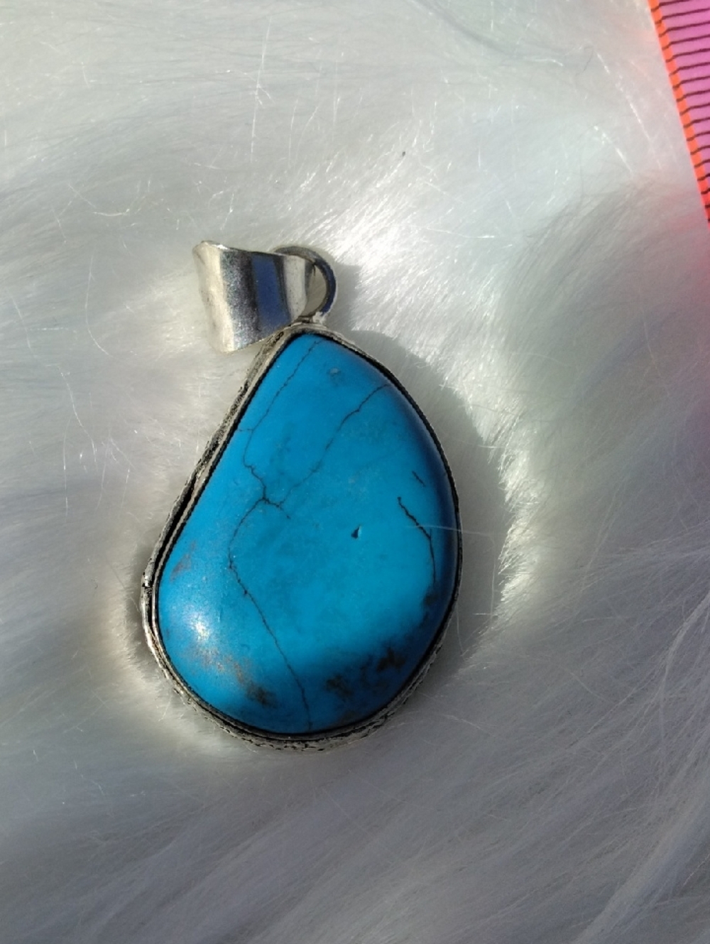 Blue Howlite Silver Plated Gemstone Necklace Pendant